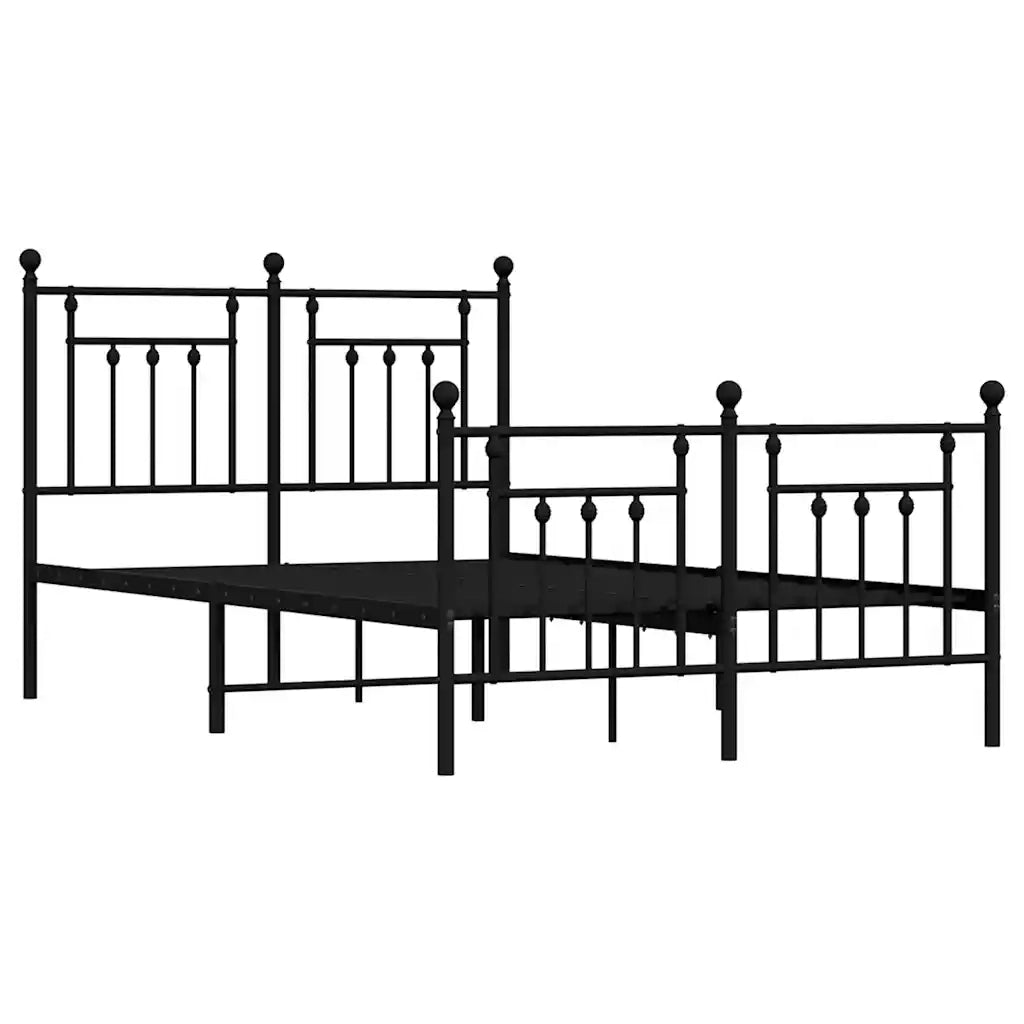Giroletto con Testiera e Pediera-Struttura Letto Metallo Nero 135x190 cm 670287