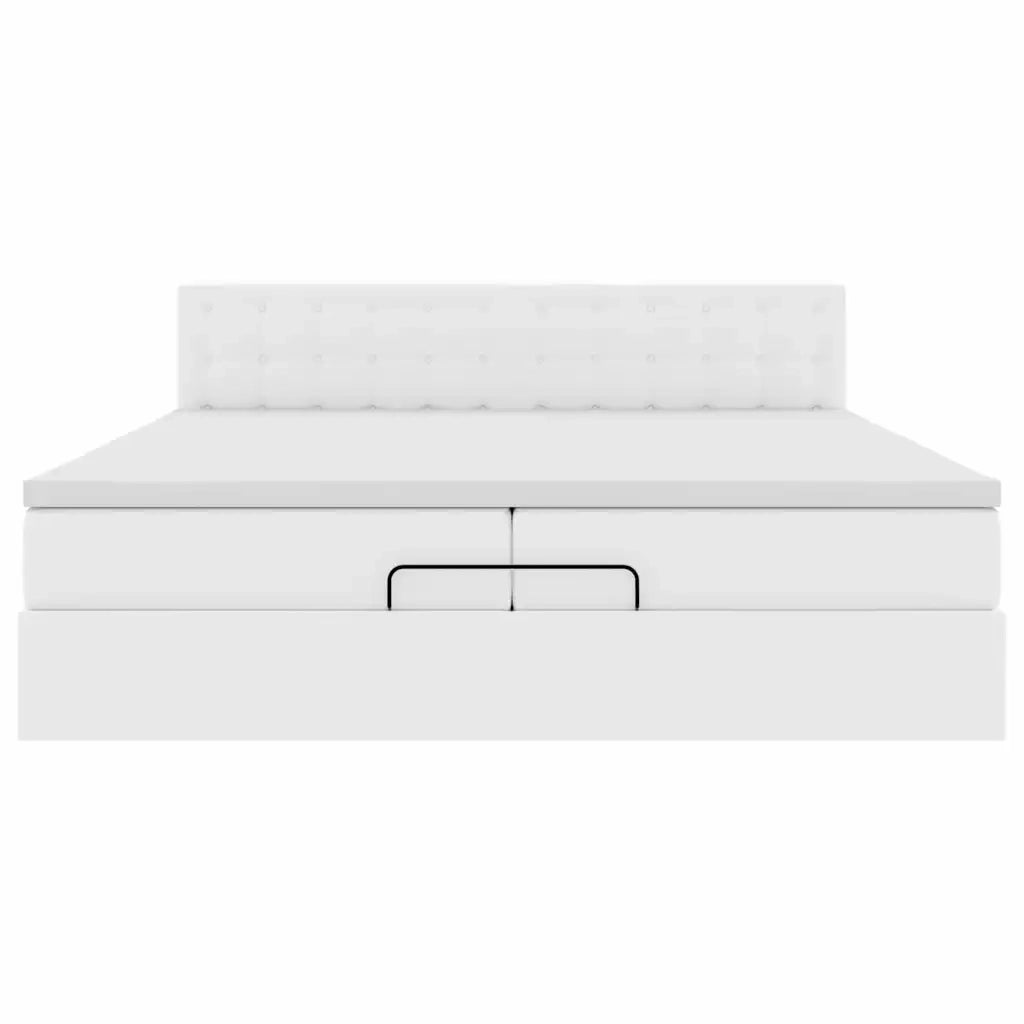 vidaXL Struttura Letto Pouf con Materassi Bianco 200x200 cm Similpelle