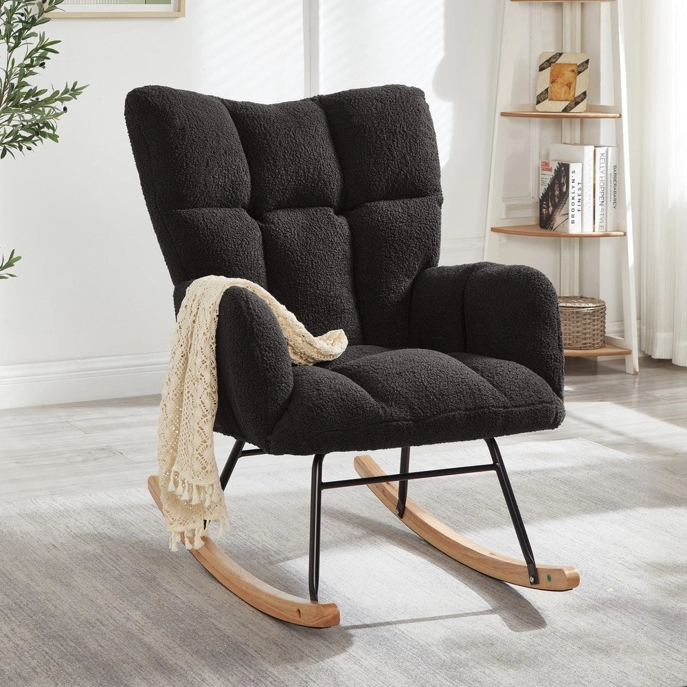 Poltrona a Dondolo ¨C Xylo ¨C Legno e Metallo, Design Scandinavo, 69x89x101 cm