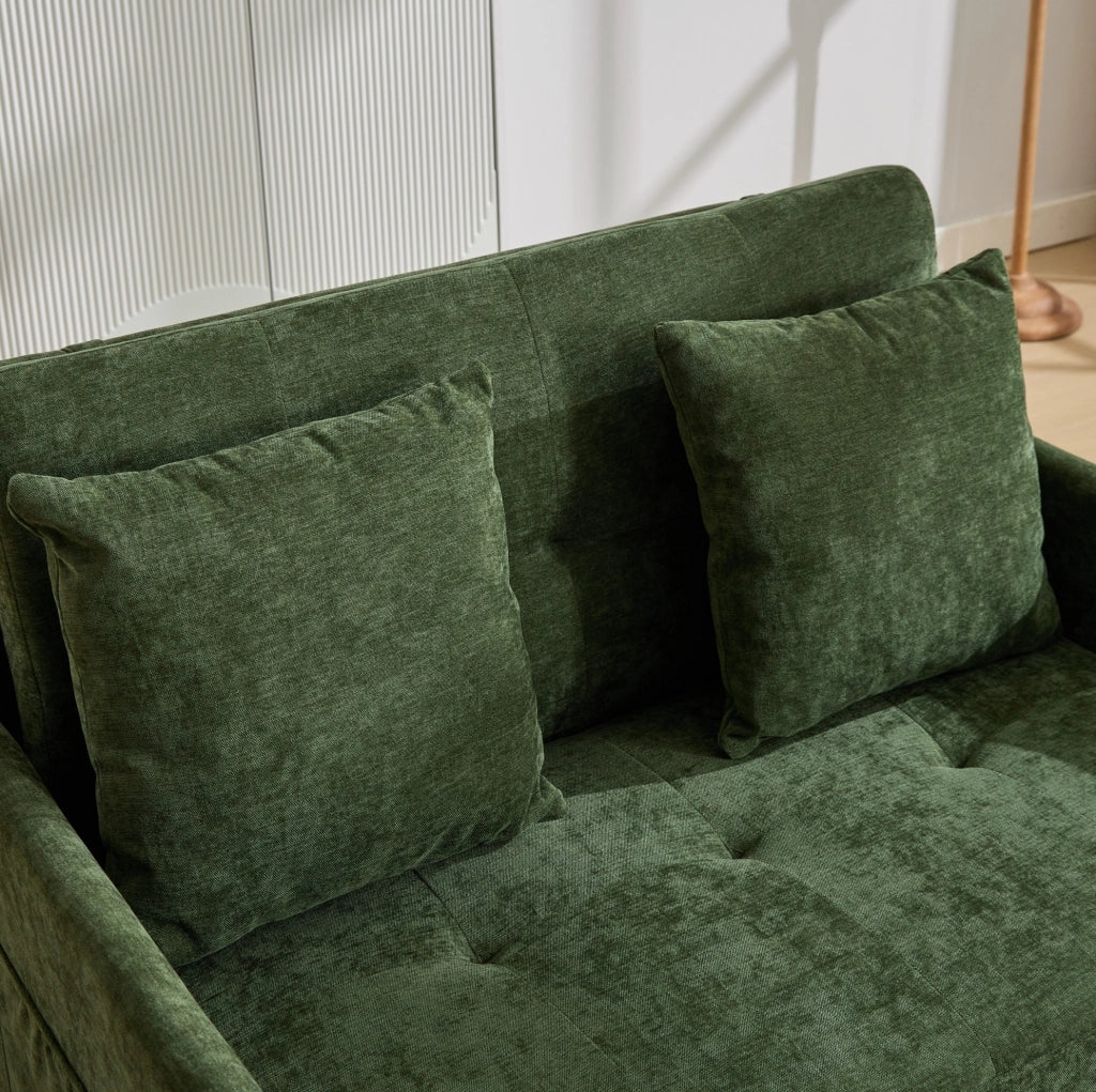 Divano letto 109x72x83，5 cm in tessuto verde， USB， supporto tablet