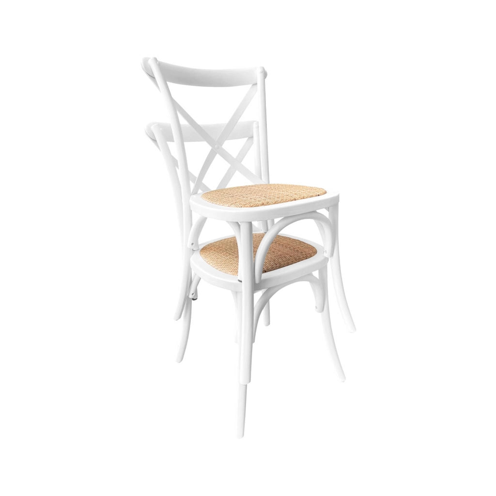 Set 4 sedie da bistrot vintage in legno, bianco