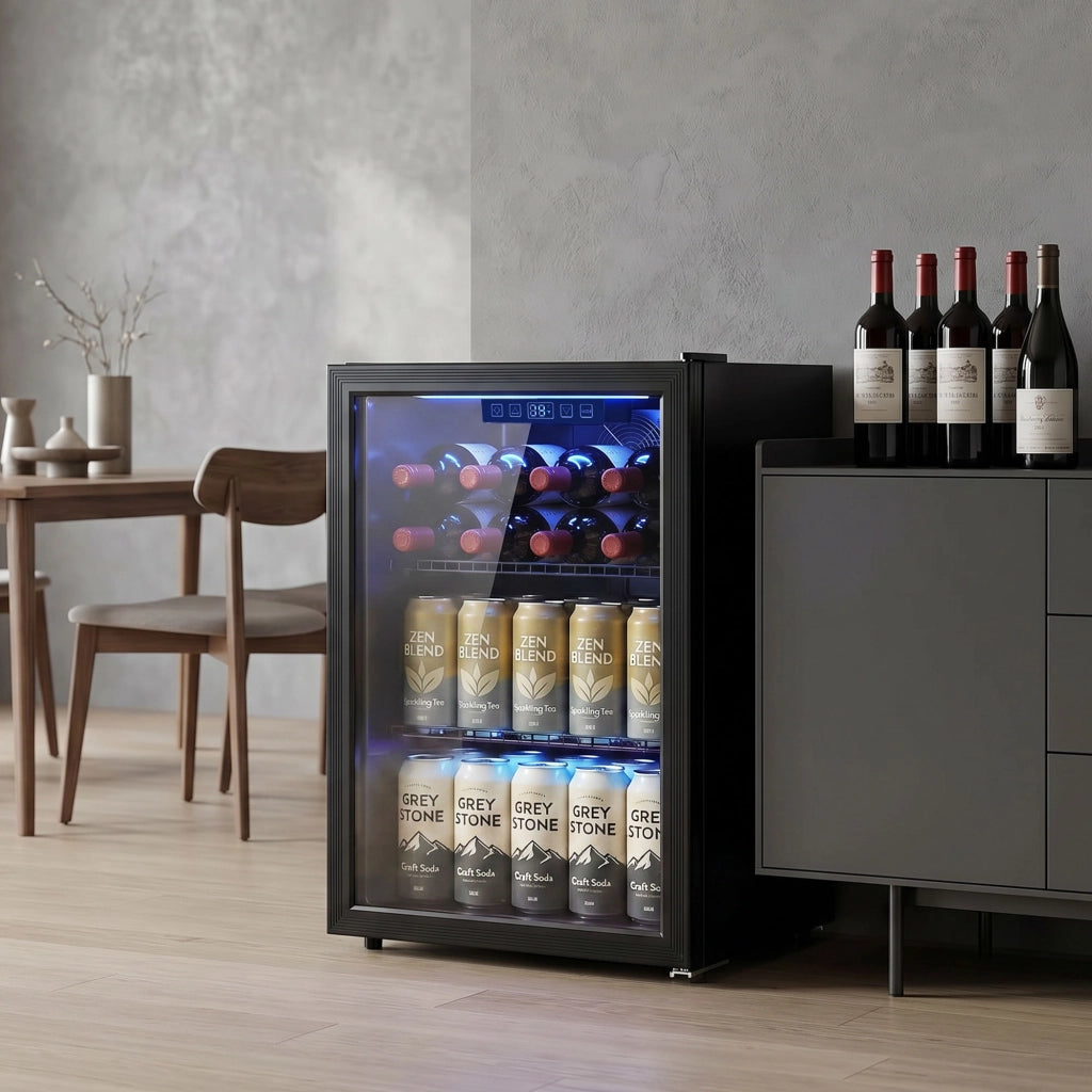 Frigo Bevande 70L 70 Lattine ¨C Zephmum ¨C Nero Porta Vetro Temperato