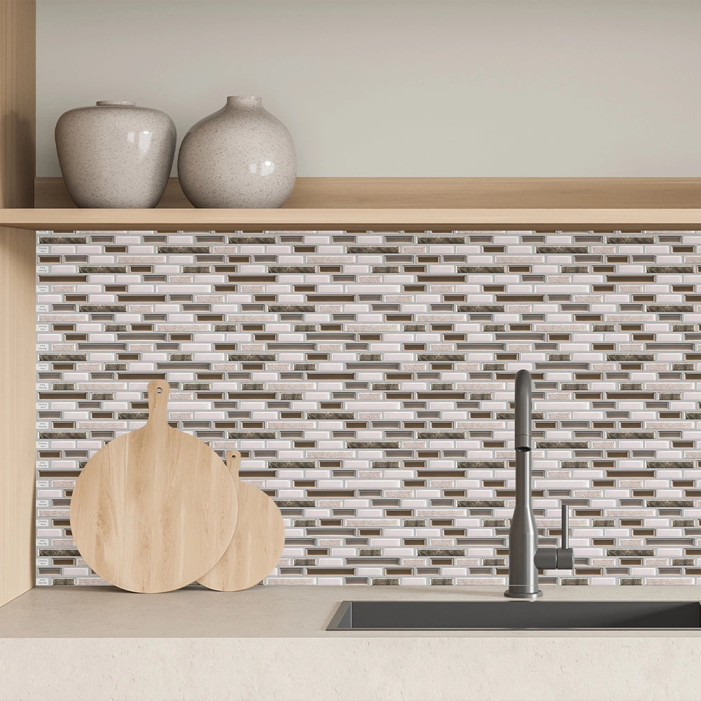 Set 10 Pannelli Adesivi Piastrelle per Muro Parete 30.5 cm Mattoncini Marrone