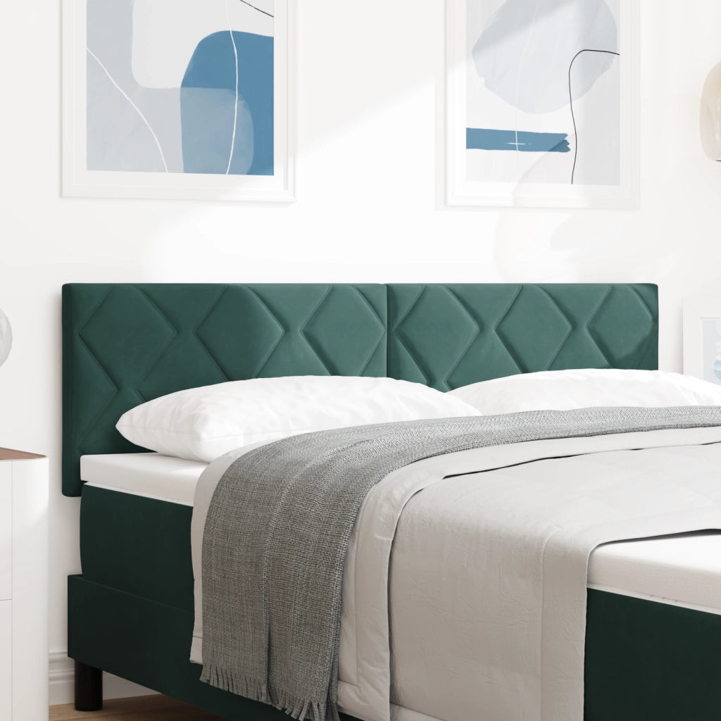 Testiera LED Design a Blocchi Diamante Verde Scuro 144 cm Velluto