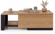 Tavolino da Caffè Estensibile, Tavolino da Salotto con Cassetto Nascosto e Scomparto Aperto, Tavolo Rettangolare con Piano Allungabile in Legno per Soggiorno e Camera, 118 X 60 X 37 CM