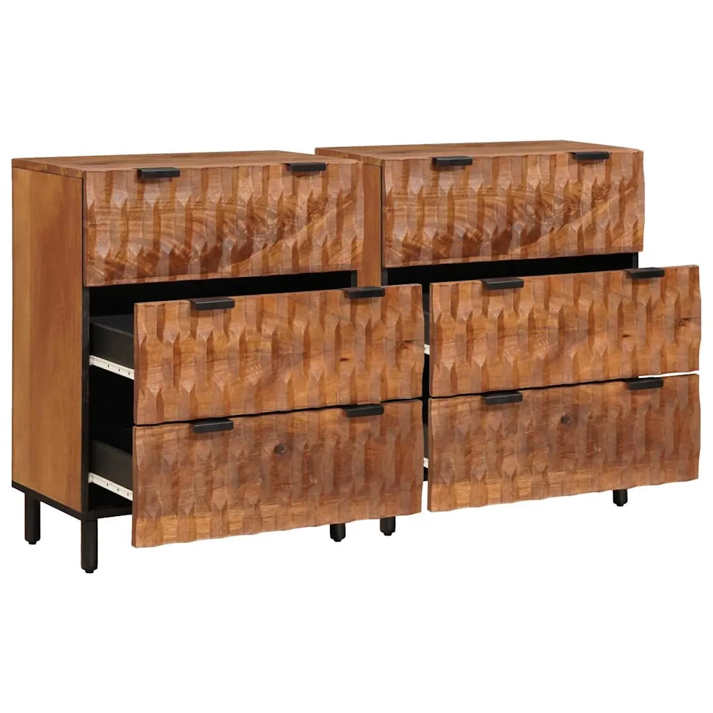 Credenza 2 pcs Finitura Marrone Acacia 60 x 33 x 75 cm