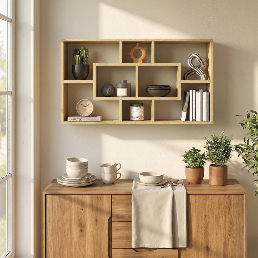 Libreria a Parete 8 Cubi ¨C zephmum ¨C 85x14.5x47.5 cm Rovere