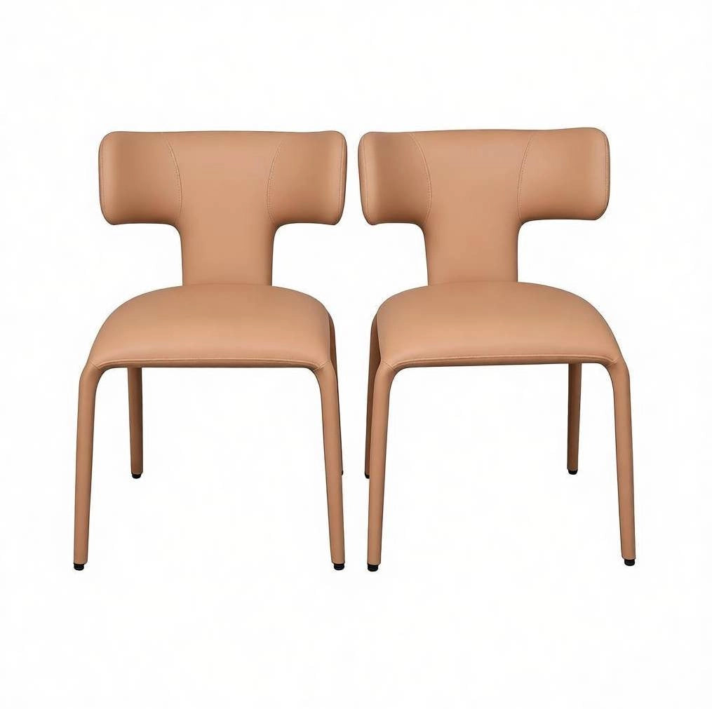 Set di 2 sedie imbottite con ruote in similpelle marrone chiaro
