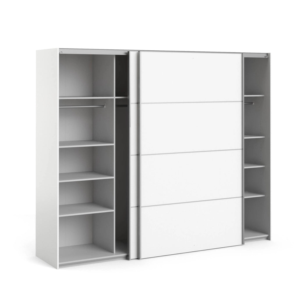 Guardaroba 2 ante Avelengo, Mobile camera da letto, Cabina armadio portabiti, Armadio appendiabiti, 243x64 h202 cm, Bianco