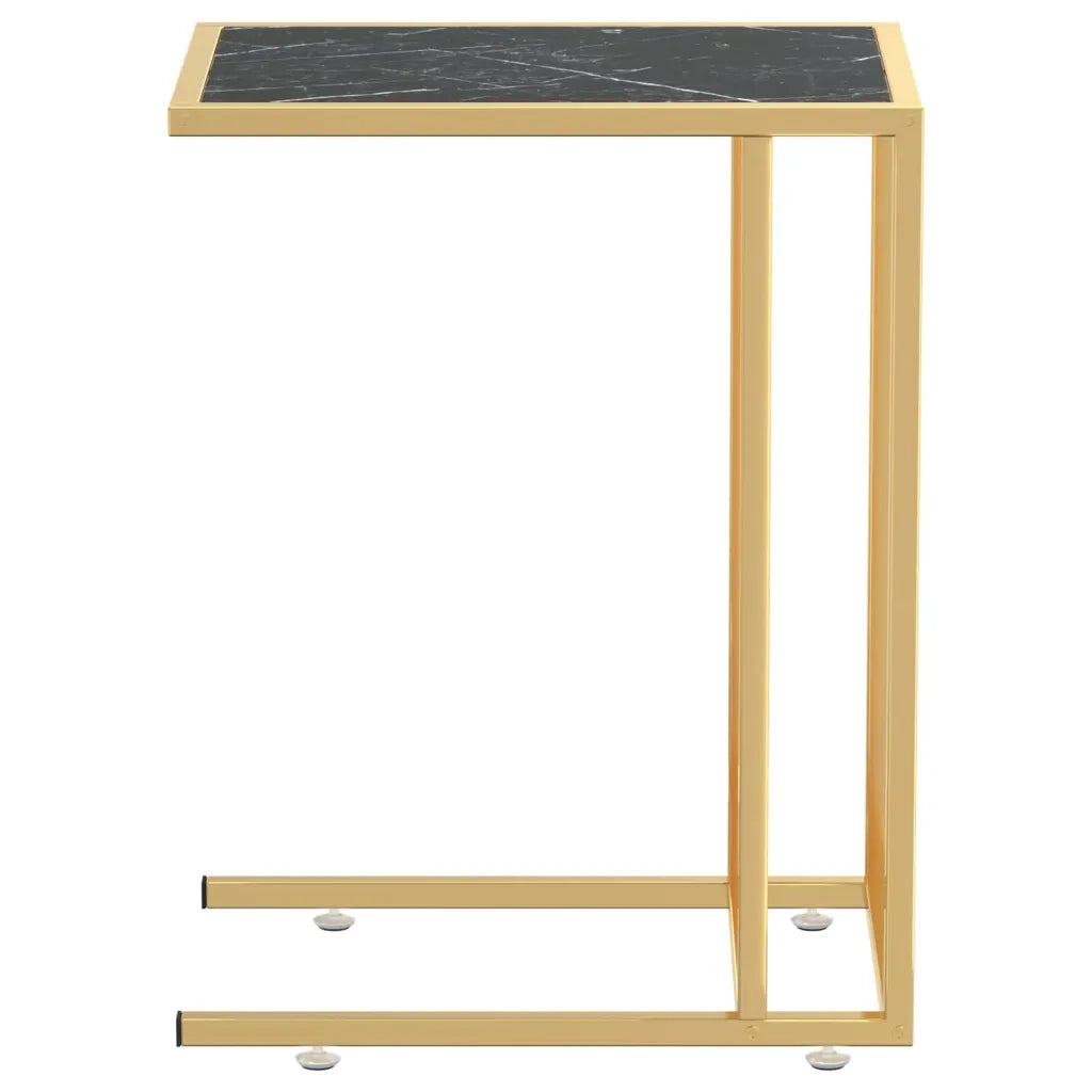 Tavolino per Computer Marmo Nero 50x35x65 cm Vetro Temperato 331647