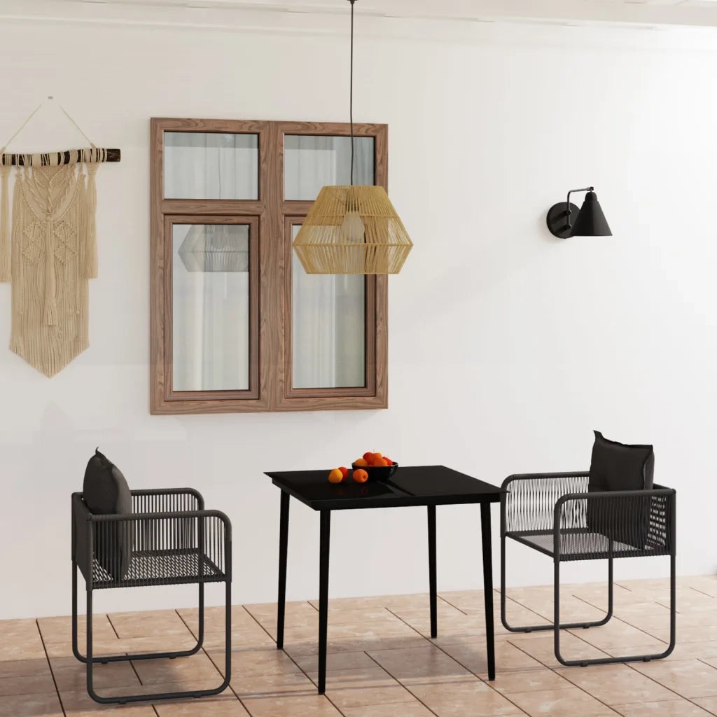 Set Mobili da Pranzo per Giardino 3 pz Nero cod mxl 40949