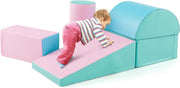 Set di 5 Blocchi con Diverse Forme e Colori, Giocattolo per Arrampicata e Strisciamento, Aiuta i Bambini a Crescere (Verde e rosa chiaro)