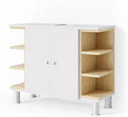 Mobile sottolavabo per bagno Aquis, Bianco, 79.6 x 64 cm, per la conservazione in bagno e combinabile con Aquis