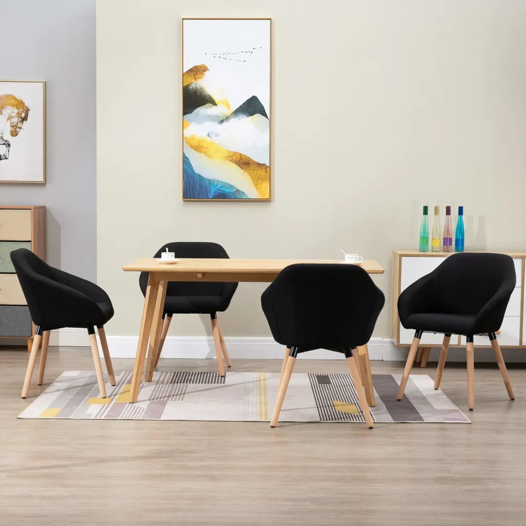 Sedie da Pranzo 4 pz Nere in Tessuto 278413