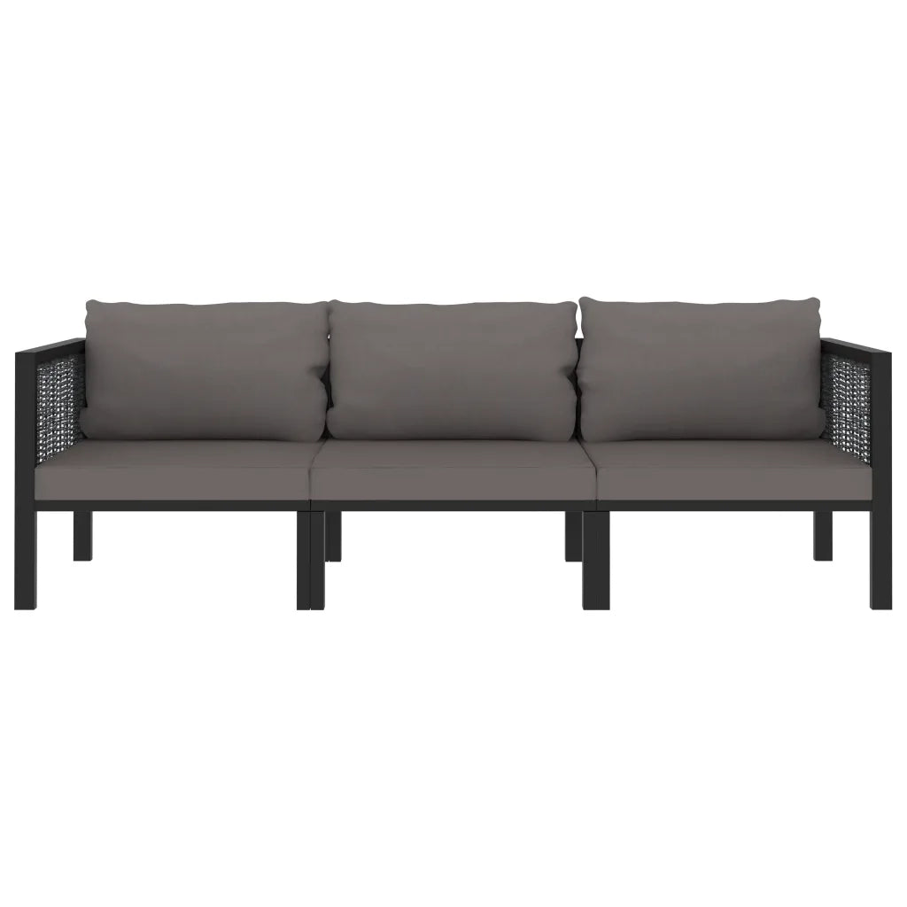 Divano a 3 Posti con Cuscini Antracite in Polyrattan cod mxl 39663
