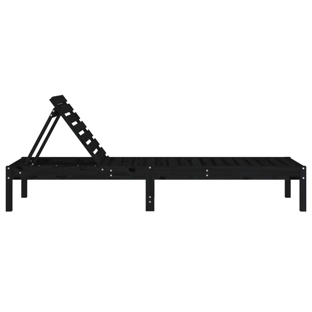 Lettini Prendisole 2pz Neri 199,5x60x74 cm Legno Massello Pino