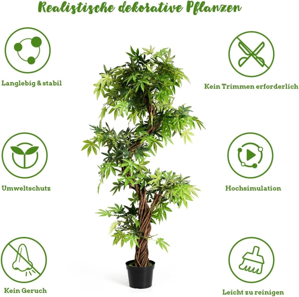 Pianta artificiale 160 cm, piante decorative a forma di S, piante da interno in vaso, albero artificiale come drago, per casa e ufficio