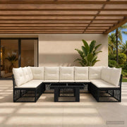 Set Divano da Giardino 10 pz Nero polyrattan 3436516