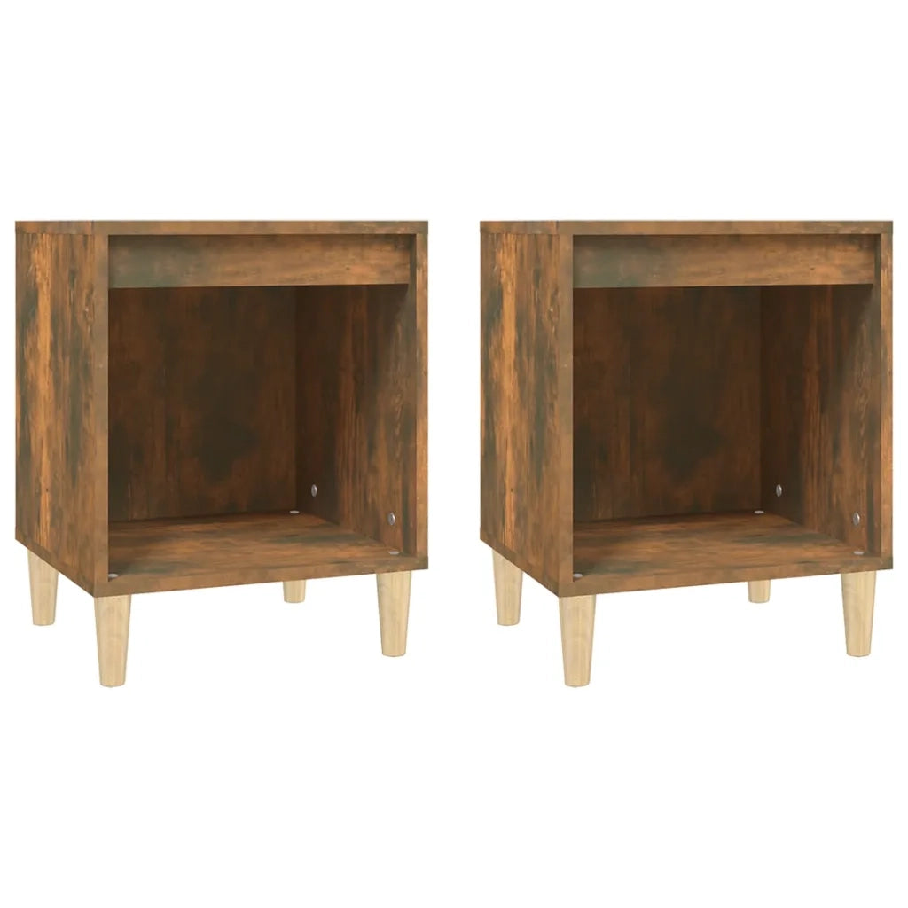 Comodini 2pz-Set di 2 Tavolino da notte Rovere Fumo 40x35x50 cm 505111