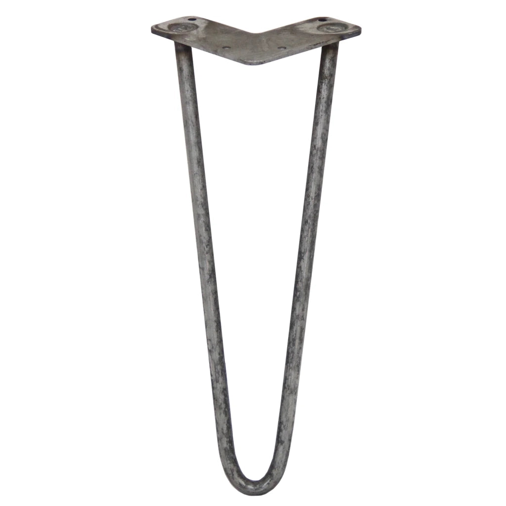 4 Gambe per Tavolo a Forcina SkiSki Legs 35,5cm Acciaio Naturale 2 Rebbi 12mm