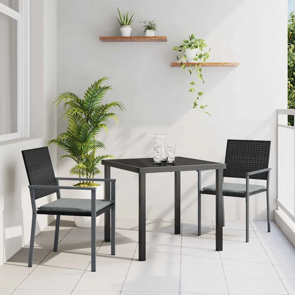 Set da Pranzo per Giardino 3 pcs Nero e Grigio Chiaro