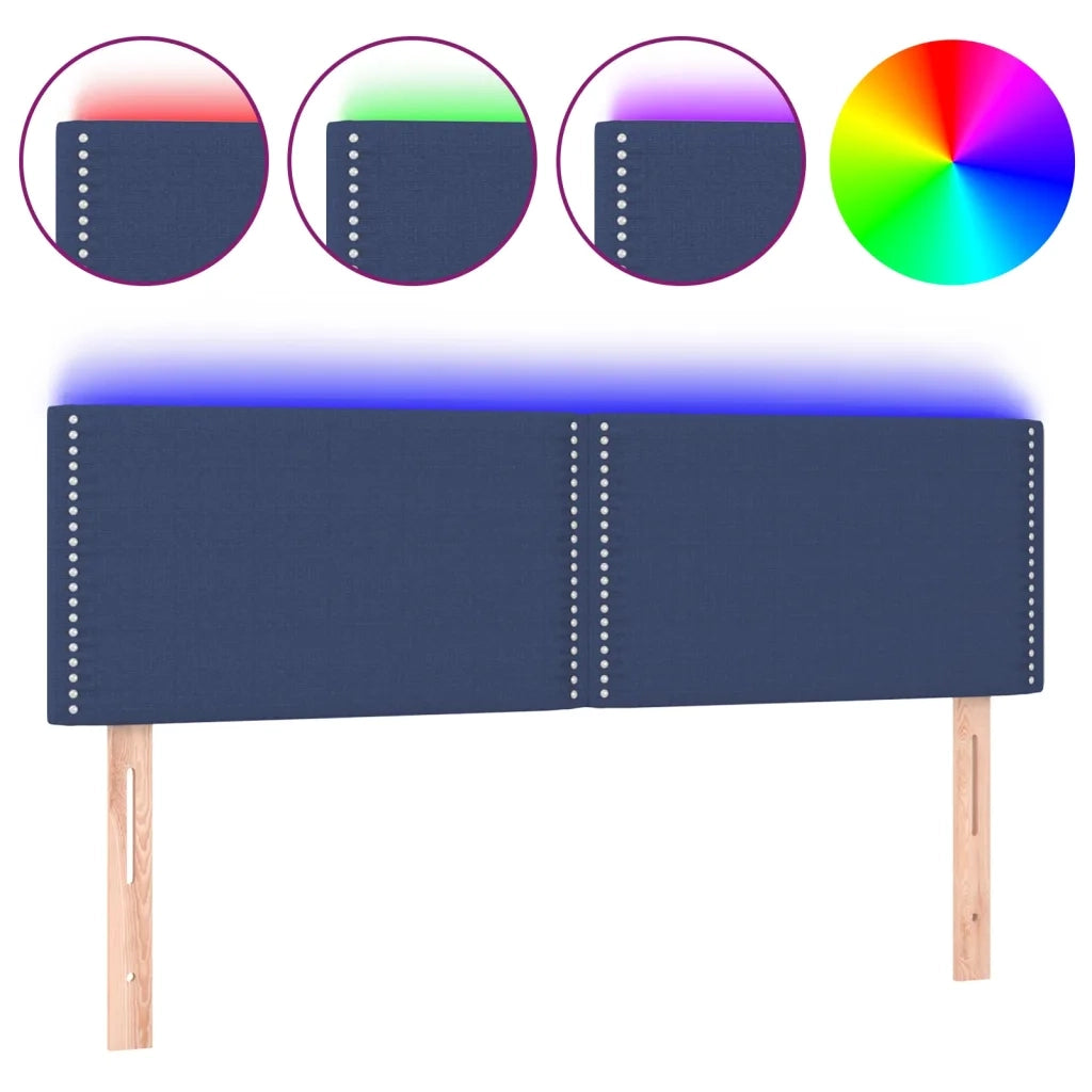 Testiera a LED-Testata con LED Blu 144x5x78/88 cm in Tessuto 765188