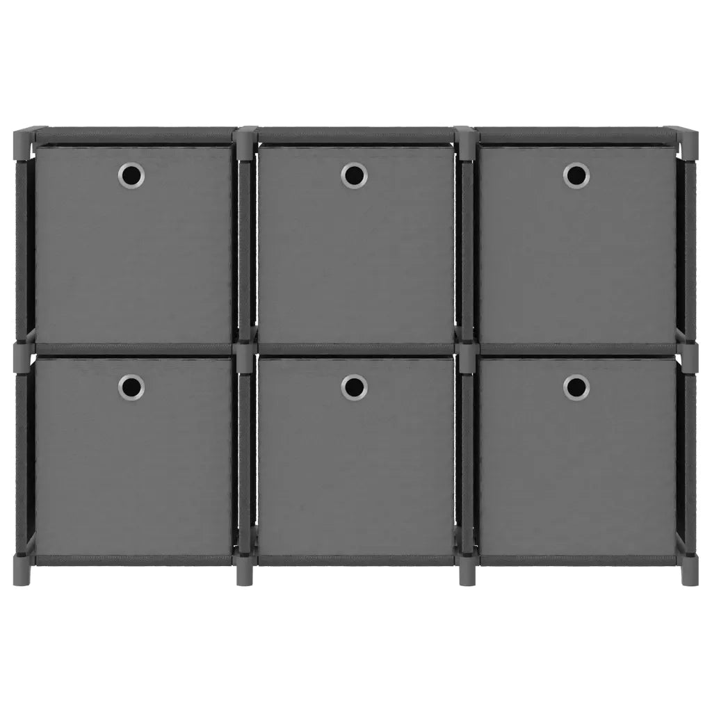 Mensola con 6 Scatole a Cubo Grigia 103x30x72,5 cm in Tessuto CFW1121873