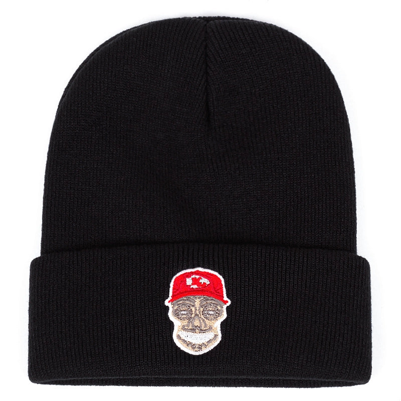 Cappelli invernali caldi lavorati a maglia con ricamo KC, neri
