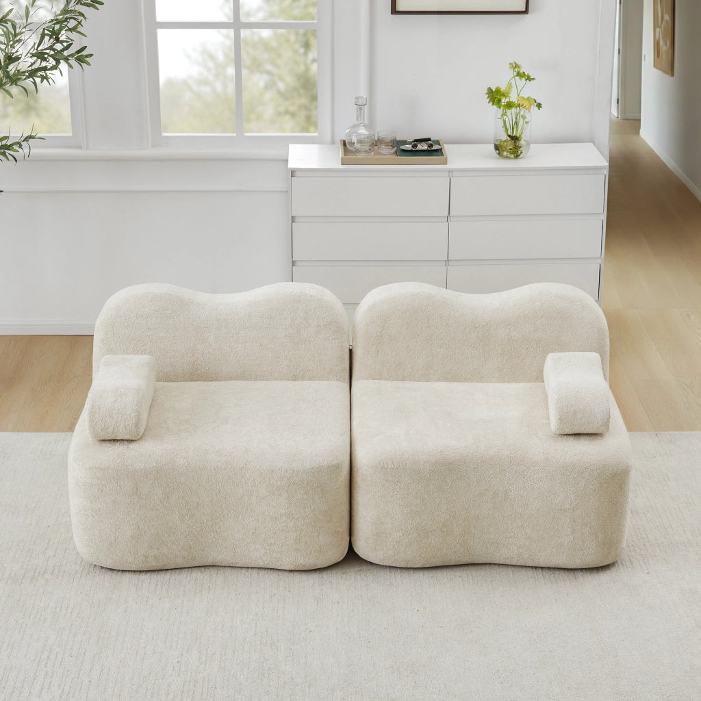 DIVANO MODULARE SENZA TELAIO Beige in velluto