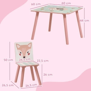 SET Tavolo e 2 sedie 60x60 cm Legno di pino Rosa
