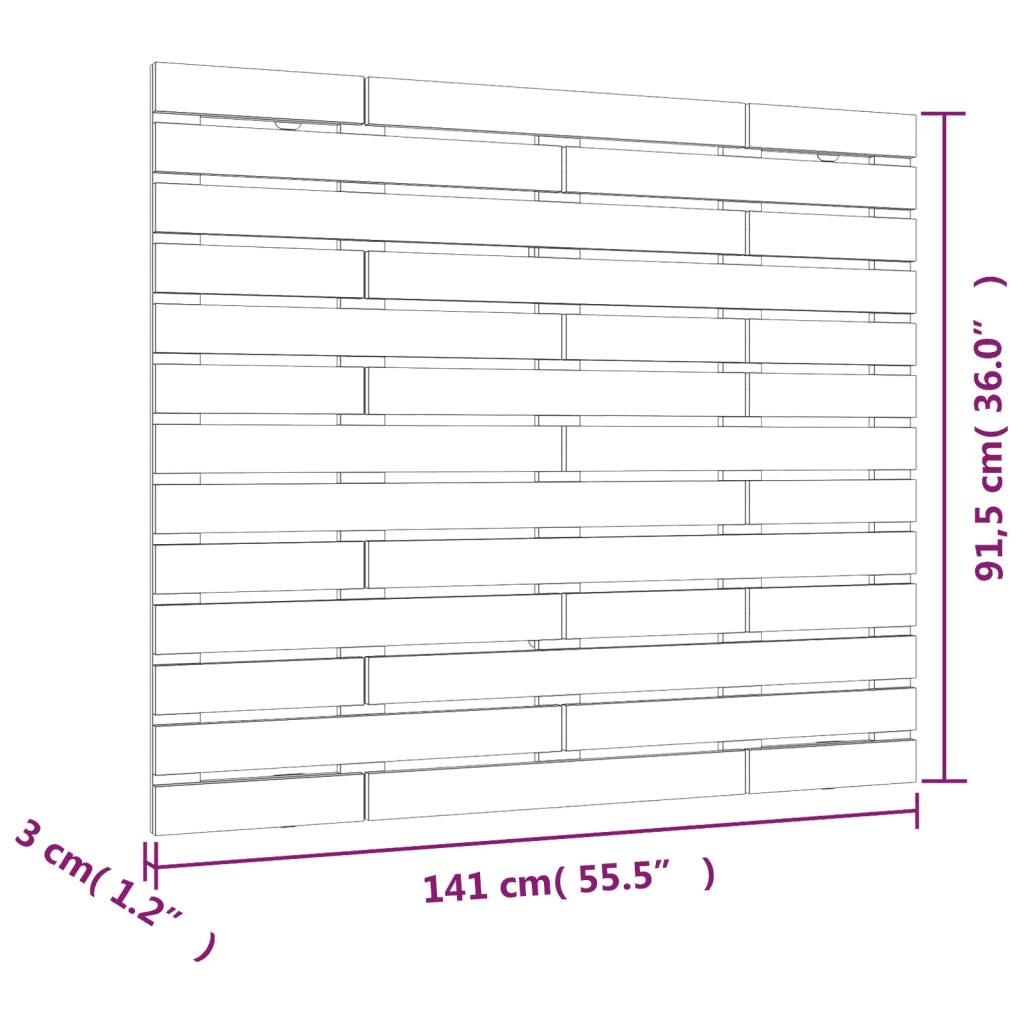 Testiera | Testata da Parete Nera 141x3x91,5 cm in Legno Massello di Pino