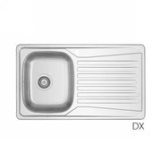 Lavello incasso in acciaio inox 86x50 gocciolatoio DX  - Cromo