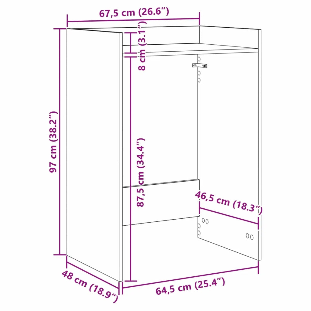 Mobiletto per lavatrice Calcestruzzo 67,5 x 48 x 97 cm CFW4868105