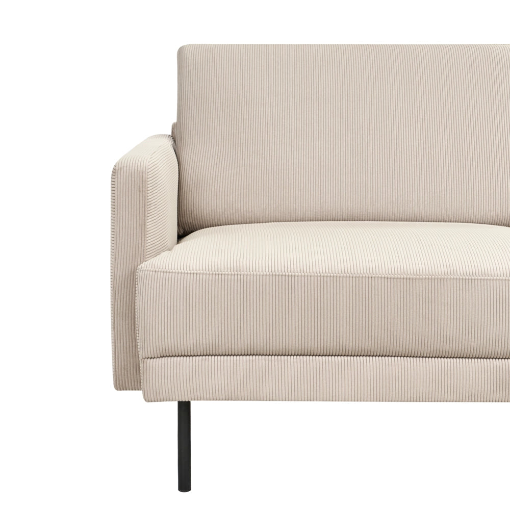Divano imbottito angolare sinistro 2 posti con gambe in metallo beige Schienale imbottito stile moderno e minimalista