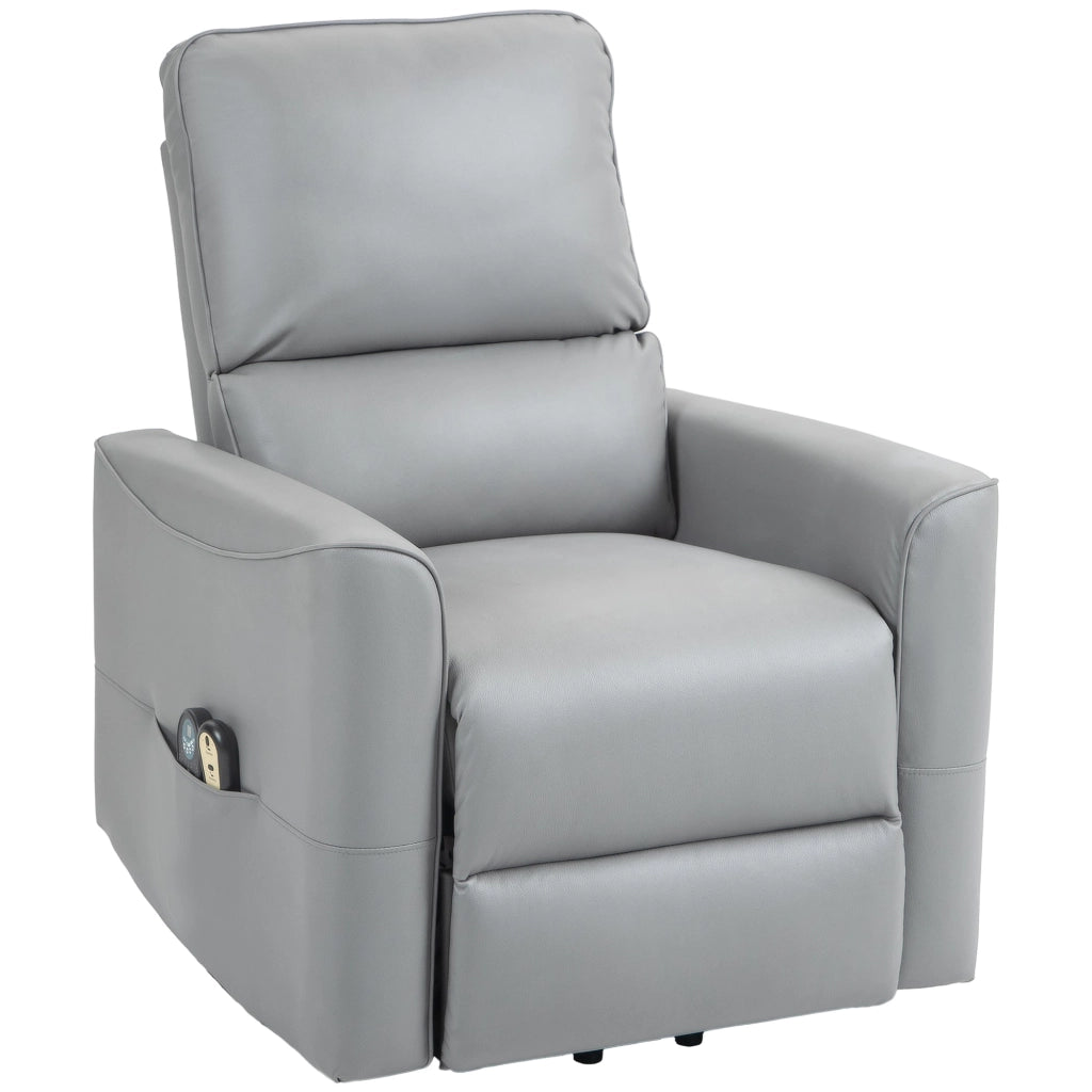 Poltrona Alzapersona Reclinabile 1 Motore con 8 Punti Massaggio 79x89x104 cm Riscaldamento e Telecomando Grigio Chiaro