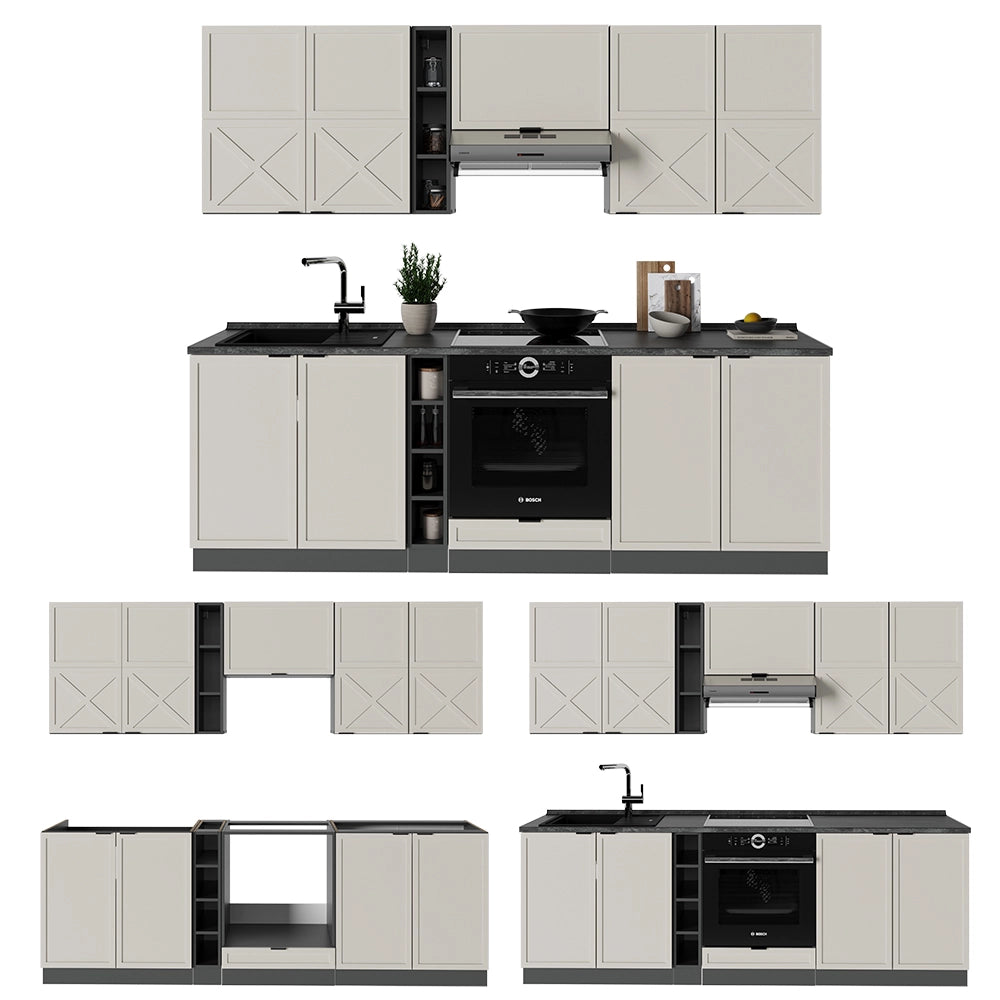 Cucina componibile Fame-Line GrigioBeige/Antracite 235 cm, PL Antracite Vicco