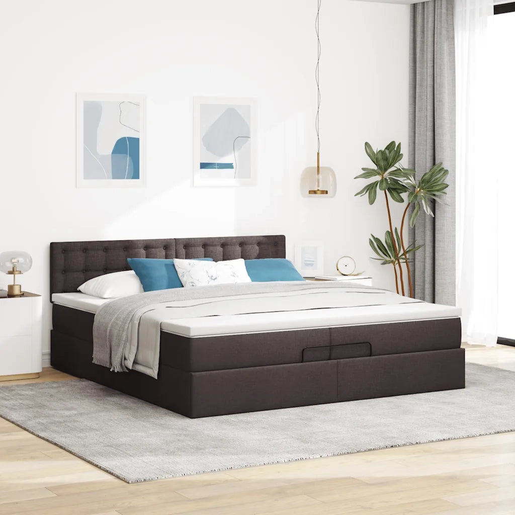 Struttura Letto Pouf con Materassi 200x200 cm in Tessuto 3312502