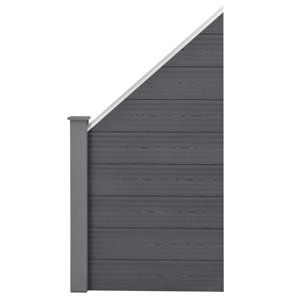 Recinzione in WPC Segovia per Giardino Elemento Terminale Inclinato Alto 180 cm Lungo 96 cm Grigio NEU.HOLZ