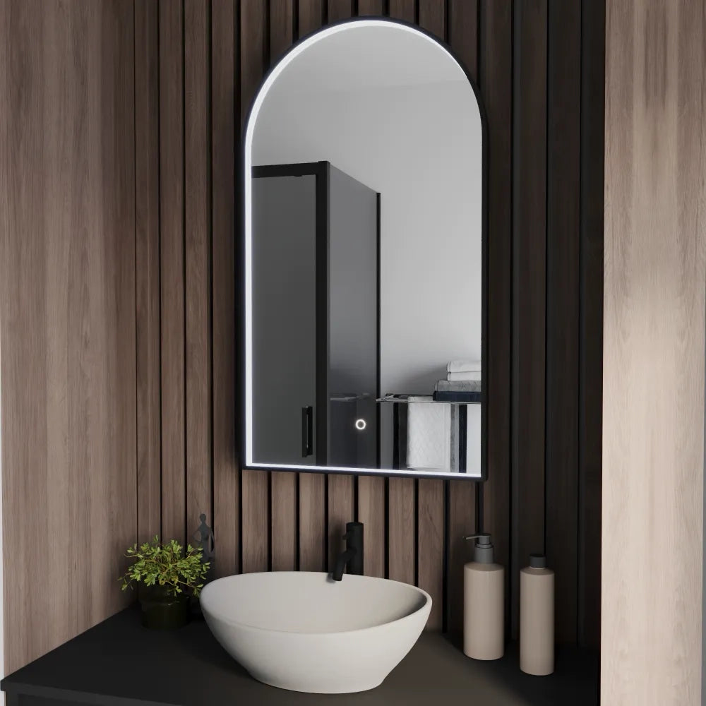 Specchio led retroilluminato 45x80cm con cornice nero opaco luce calda, neutra, fredda e anti-appannamento | Tarf