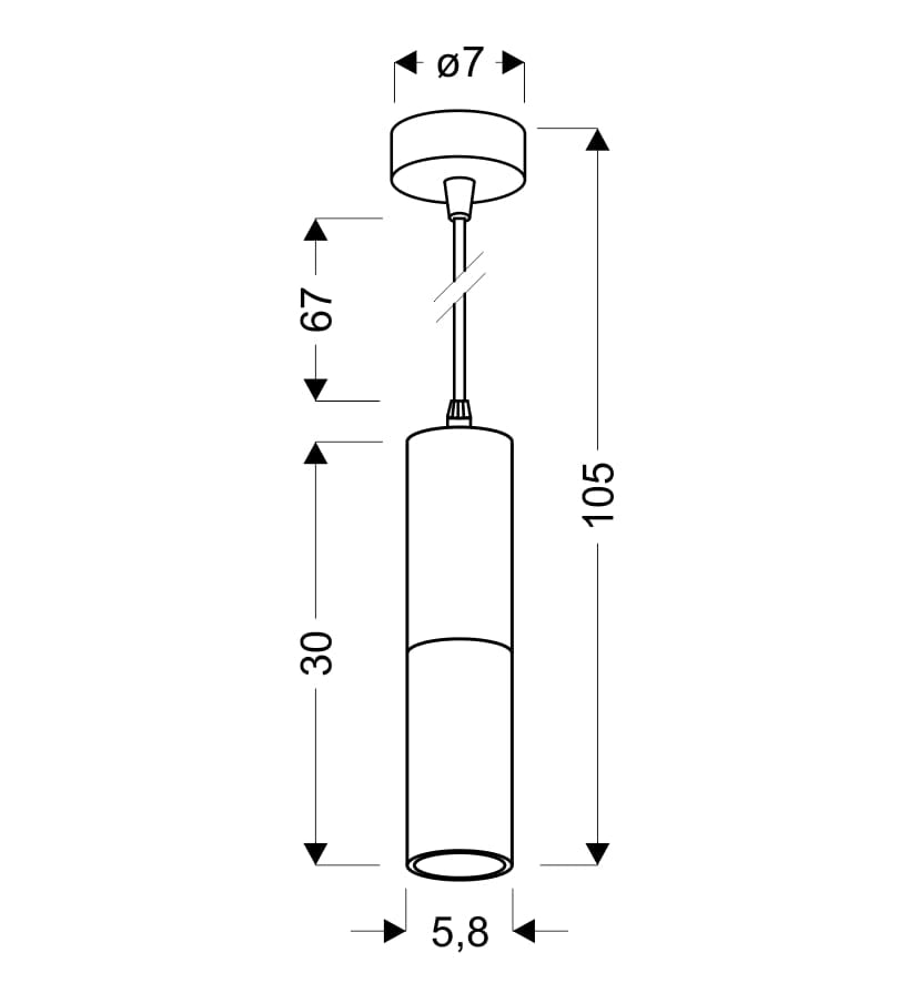 Lampada a sospensione Tuba nero-oro GU10 Ø5,8 Candellux