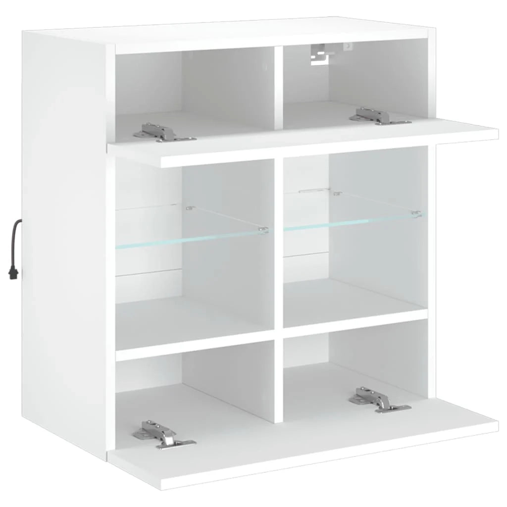 Mobile TV multimediale mensola TV credenza mobile TV sala da pranzo soggiorno camera da letto mobile da parete con luci LED 58,5 x 30 x 60,5 cm bianco 02_0027895