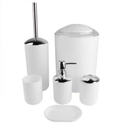 Set di accessori da bagno 6 pezzi - Dispensatore di sapone - Ospite per spazzola da denti/Bicchiere - Spazzola per il water con supporto - Cestino dei rifiuti - Sostenibile Materiale plastico/Metallo - Accessori da bagno