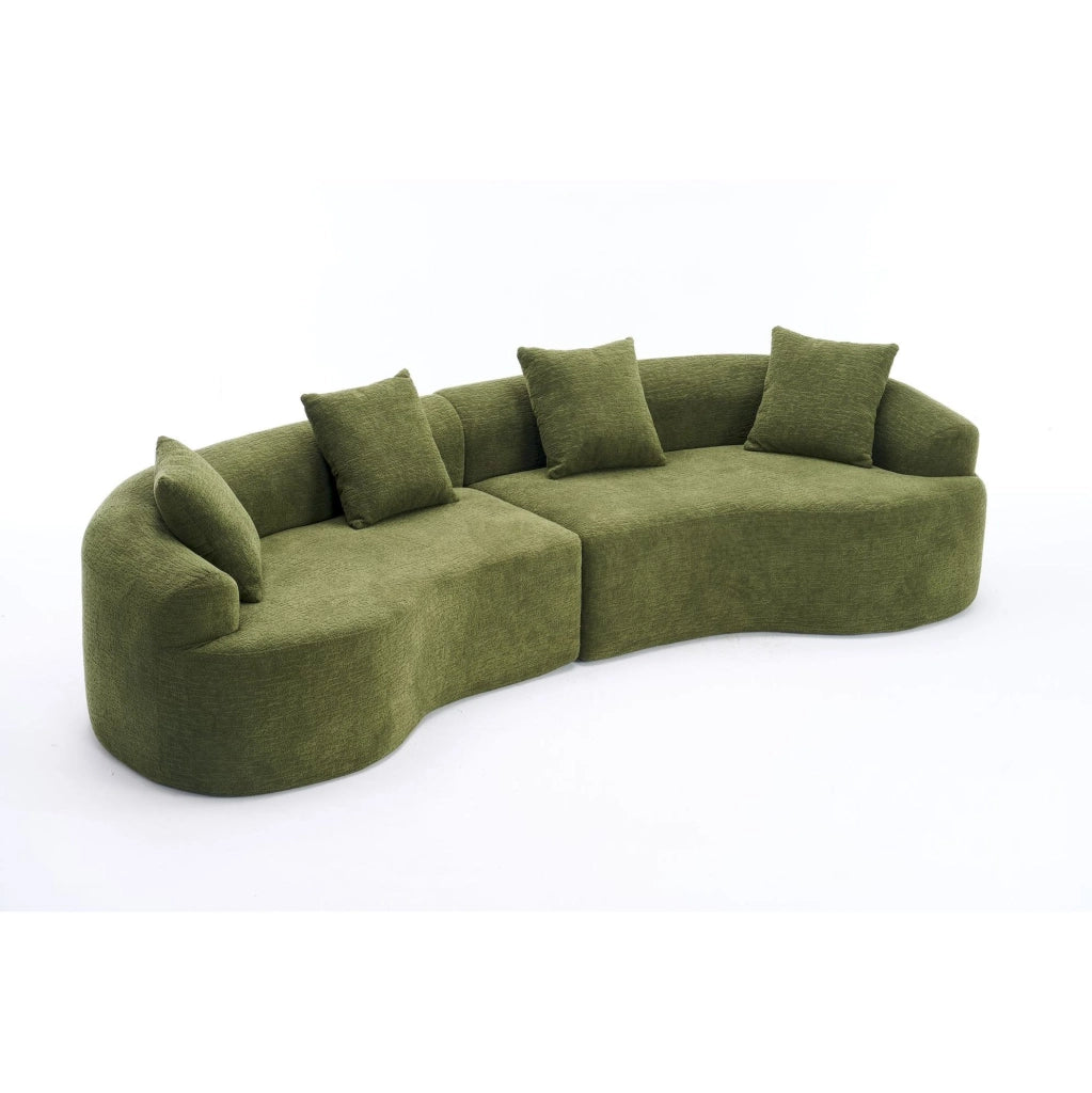 Divano 4 posti 275x115x63 cm verde; modulare; senza montaggio; poliestere