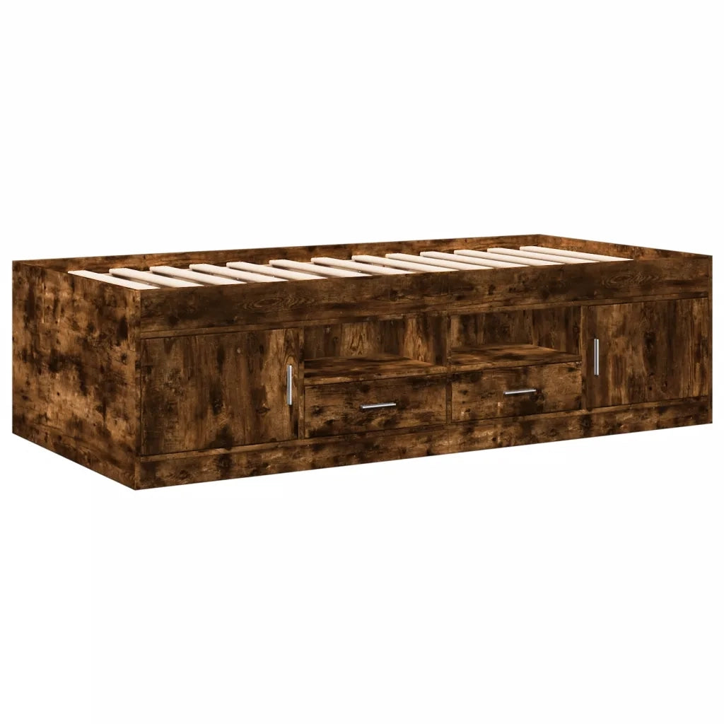 Divano Letto con Cassetti senza Materasso-Sofa Letto-Daybed Rovere Fumo 75x190 cm 866442