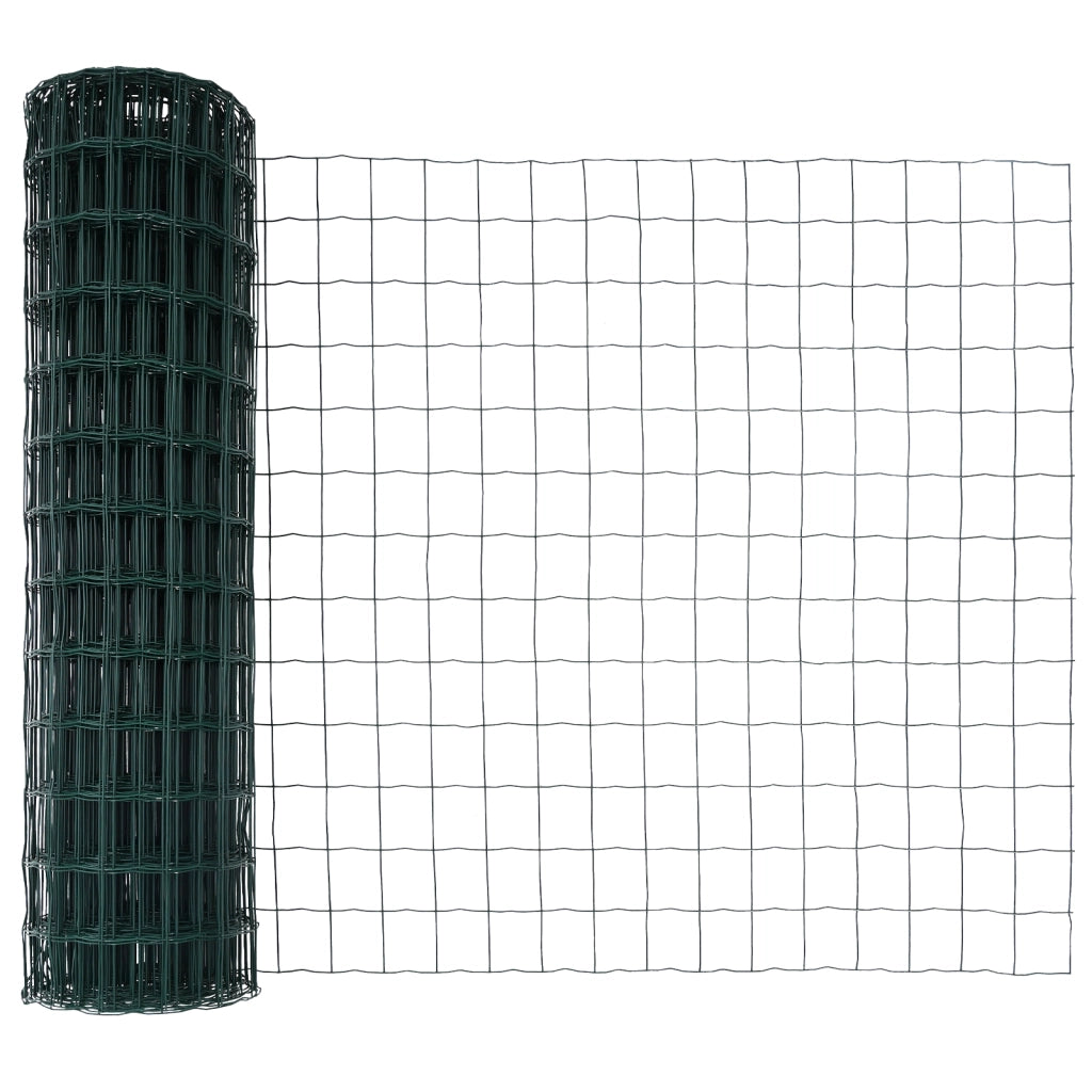 Recinzione Euro con 7 Post a Picchetto 1x10 m Acciaio Zincato Verde