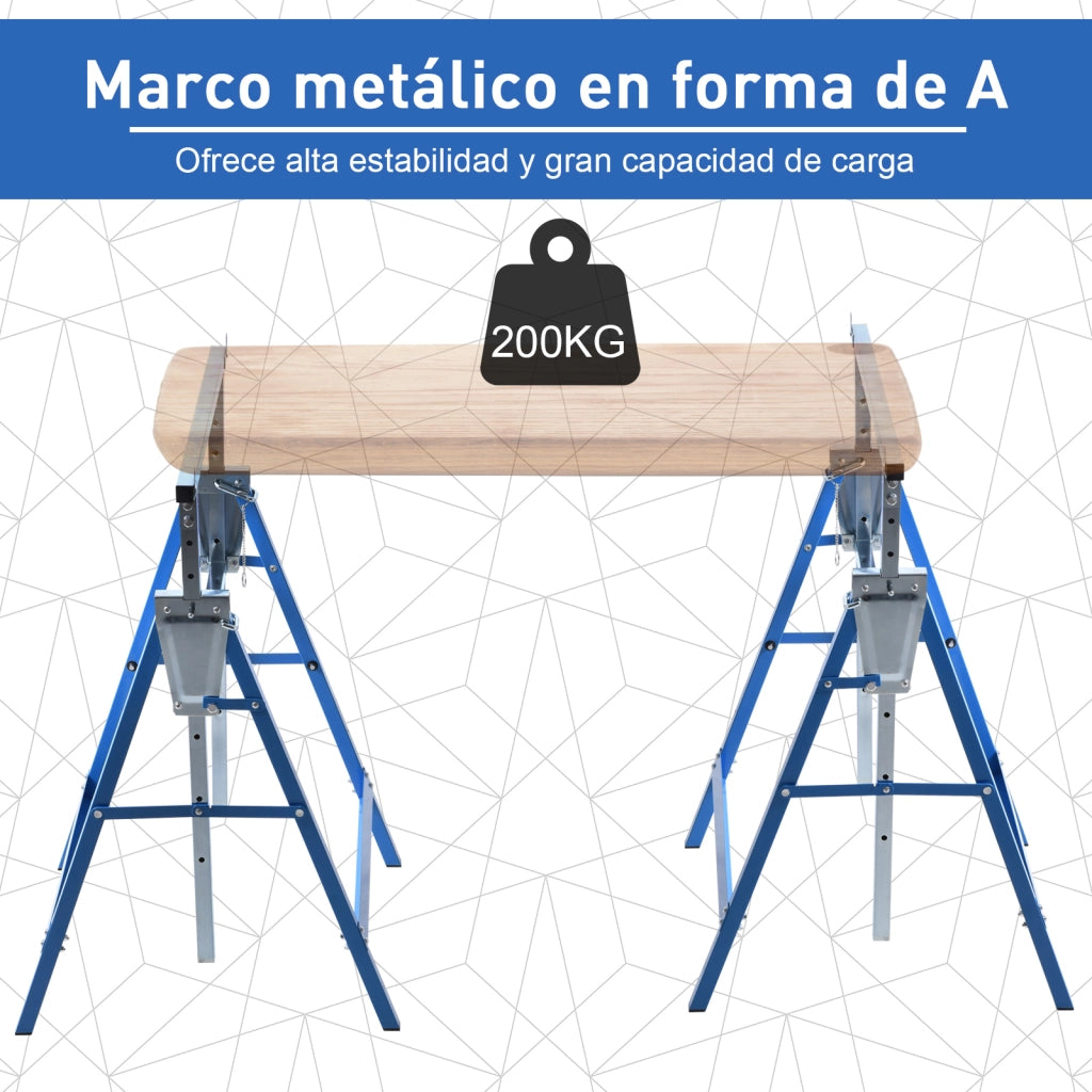 Cavalletti pieghevoli in metallo ¨C Xylo ¨C Altezza regolabile 68x58x80-130 cm Blu