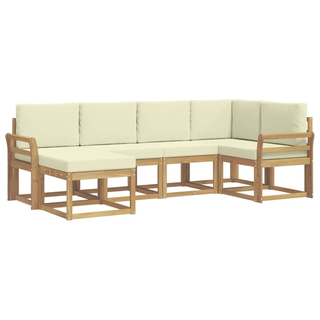 Set di divani da esterno 6 pz Bianco e Crema Poliestere 3387874