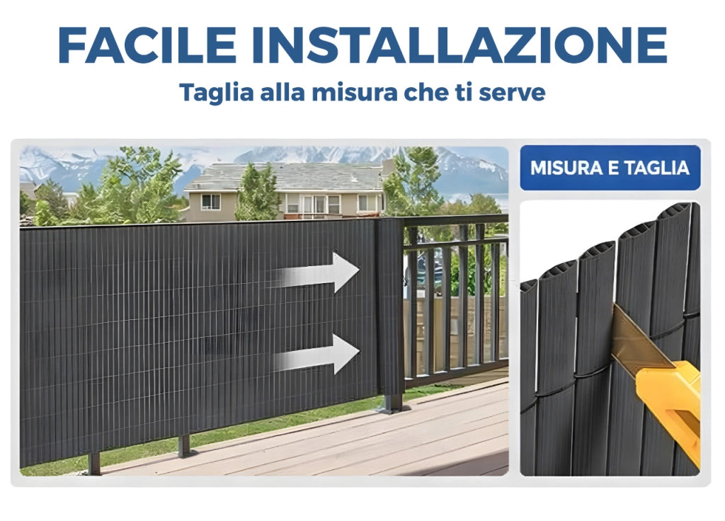 Rotolo Arella PVC Rete Recinzione Listelle Frangivista Da Esterno - 150x300 - Natural