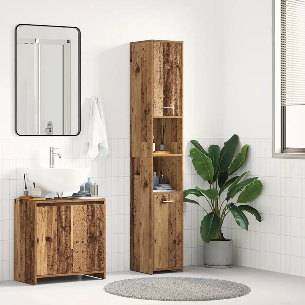 Mobile da Bagno | Armadio da bagno Legno Antico 30x30x183,5 cm in Legno tecnico
