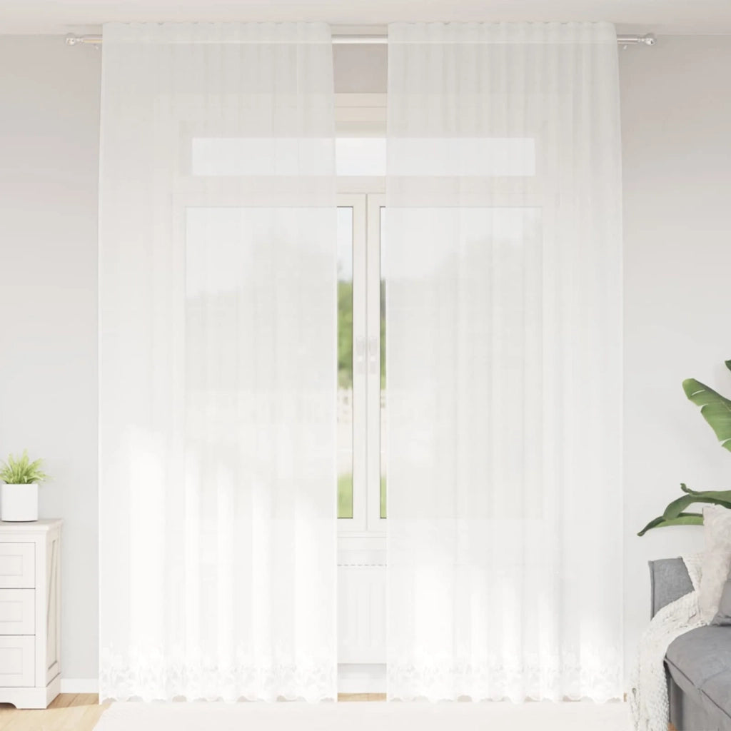 Tenda in Pizzo con tende Bianco 260 x 150 cm Poliestere 4107875